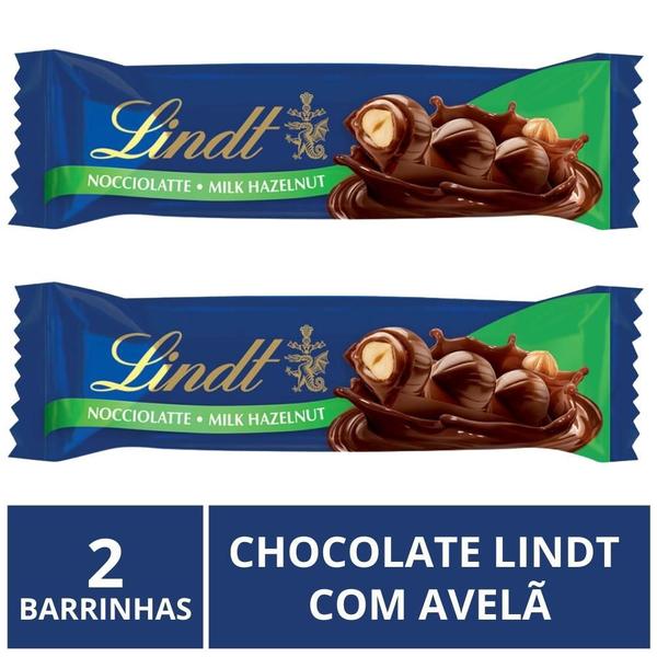 Chocolate Lindt Barra, Ao Leite c/ Avelã, 2 Barrinhas de 35g Imagem de Chocolate Lindt Barra, Ao Leite c/ Avelã, 2 Barrinhas de 35g