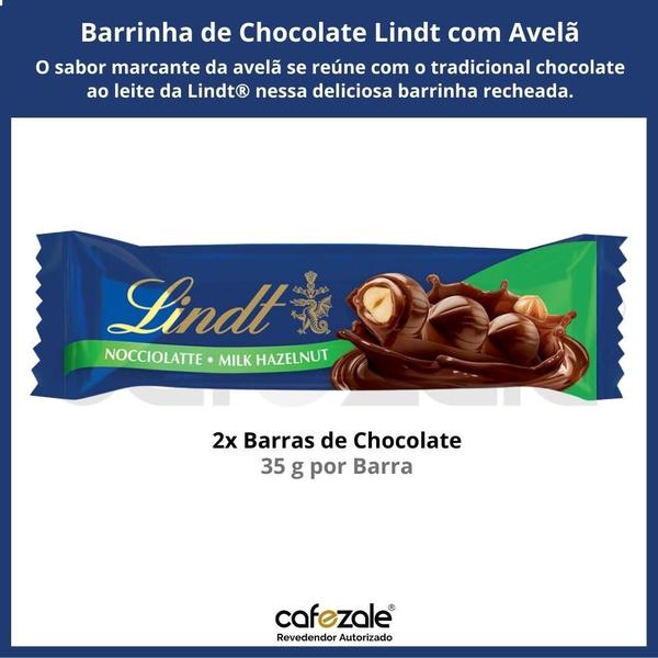 Imagem de Chocolate Lindt Barra, Ao Leite c/ Avelã, 2 Barrinhas de 35g
