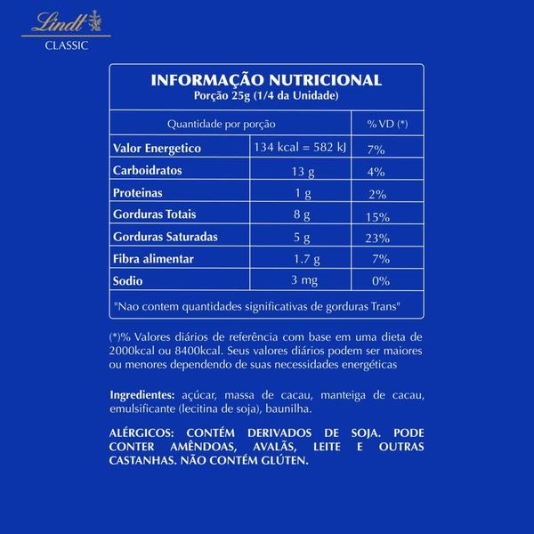 Imagem de Chocolate Lindt Classic Meio Amargo 52% Cacau 90g