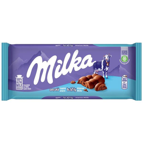 Chocolate Milka Bubbly Alpine Milk 90g Imagem de Chocolate Milka Bubbly Alpine Milk 90g