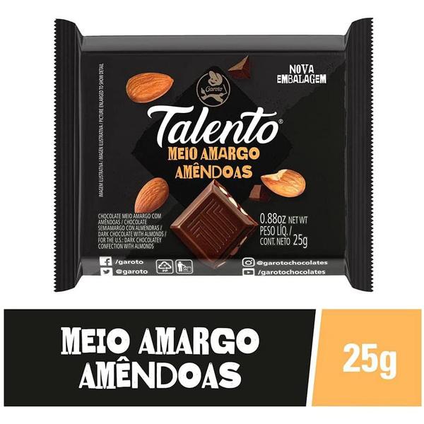 Imagem de Chocolate Mini Talento Meio Amargo Amêndoas 25g C/15un - Garoto