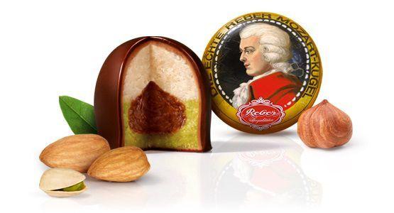 Chocolate mozart bombons recheados marzipã de pistache 200g - GUNZ Imagem de Chocolate mozart bombons recheados marzipã de pistache 200g