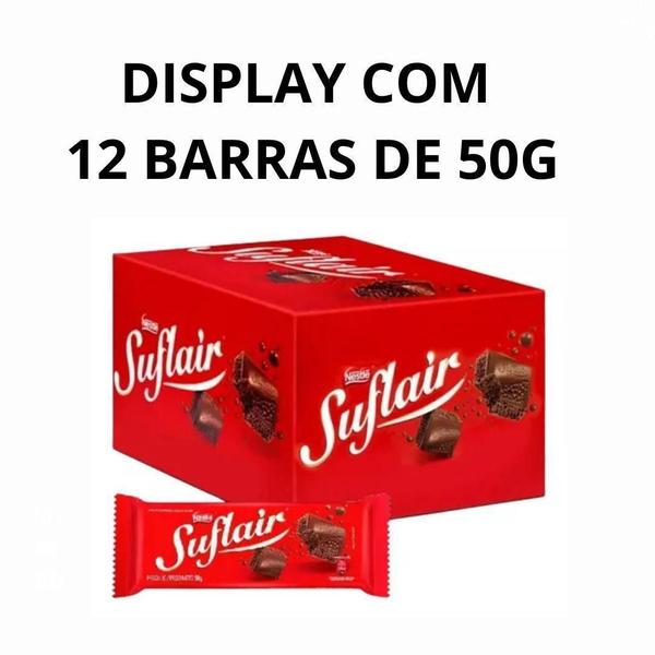 Chocolate Nestlé Suflair Leite Display Com 12 Barras De 50G - Nestle Imagem de Chocolate Nestlé Suflair Leite Display Com 12 Barras De 50G