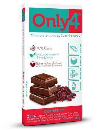 Imagem de Chocolate Only4 Cranberry 80g - Tudo Zero Leite