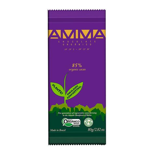 Chocolate Orgânico 85% Cacau Amma 80g Imagem de Chocolate Orgânico 85% Cacau Amma 80g