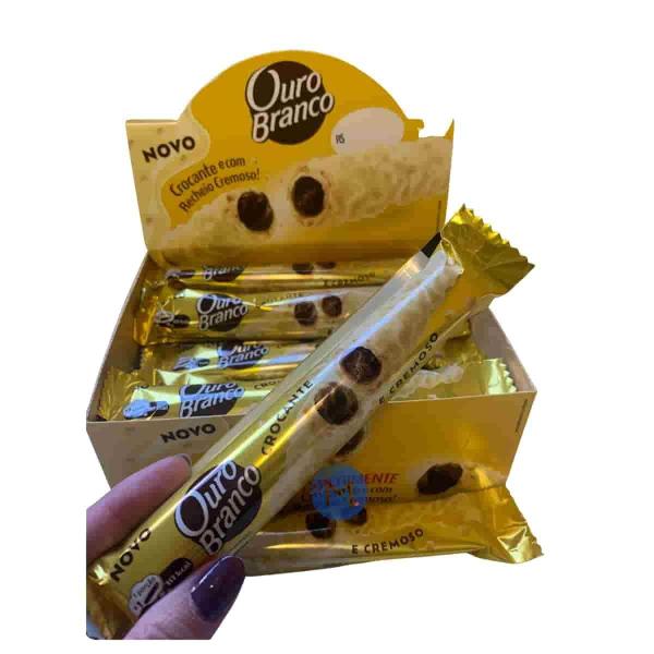 Chocolate Ouro Branco Barra Wafer 15 Unidades De 25G - Lacta Imagem de Chocolate Ouro Branco Barra Wafer 15 Unidades De 25G