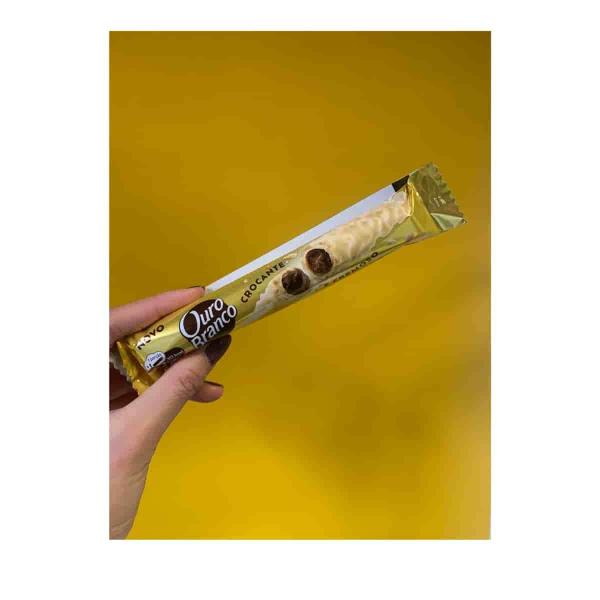 Chocolate Ouro Branco Barra Wafer 15 Unidades De 25G - Lacta Imagem de Chocolate Ouro Branco Barra Wafer 15 Unidades De 25G