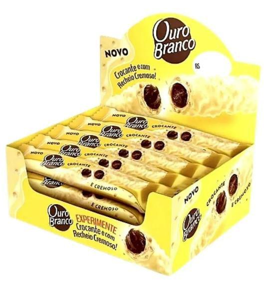 Chocolate Ouro Branco Wafer Stick C/15 unids de 25g - Lacta Imagem de Chocolate Ouro Branco Wafer Stick C/15 unids de 25g - Lacta