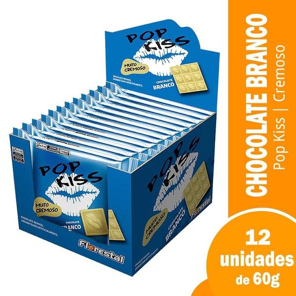 Imagem de Chocolate Pop Kiss Branco 60g - Embalagem com 12 Unidades