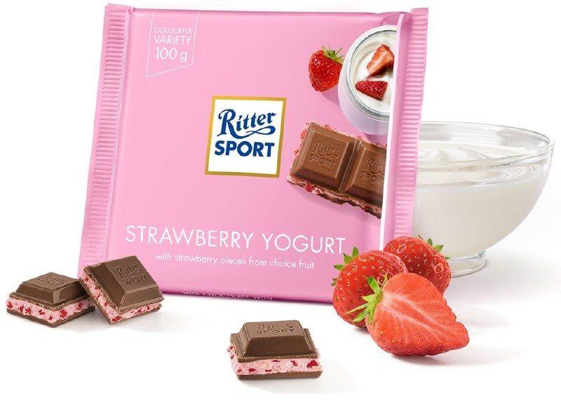 Chocolate ritter sport iogurte de morango 100g Imagem de Chocolate ritter sport iogurte de morango 100g