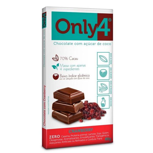 Imagem de Chocolate sem Lactose, Sem Glúten Cranberry Only4 80g