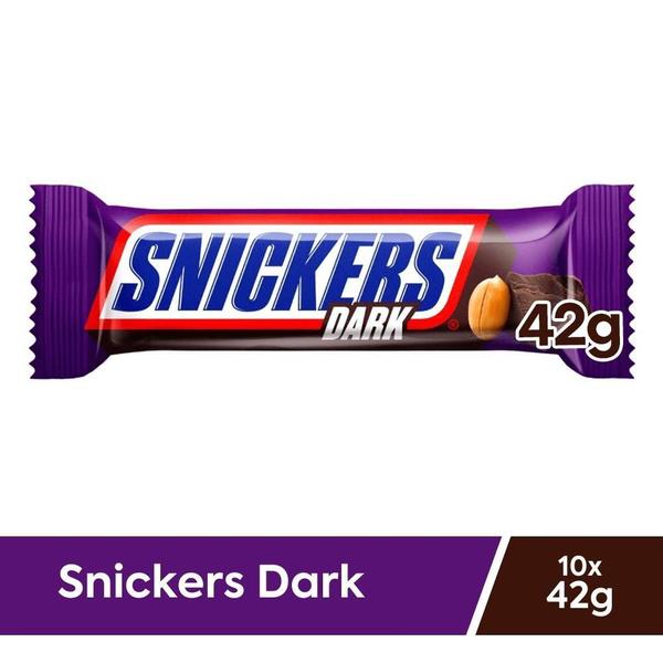 Chocolate Snickers Dark Meio Amargo Kit 10 Unidades De 42G - Mars Imagem de Chocolate Snickers Dark Meio Amargo Kit 10 Unidades De 42G