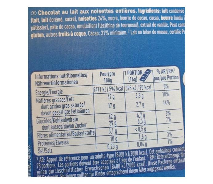 Chocolate Suiço Cailler Ao Leite Com Avelãs 100G Imagem de Chocolate Suiço Cailler Ao Leite Com Avelãs 100G