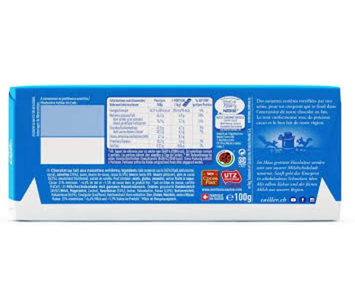 Chocolate Suiço Cailler Ao Leite Com Avelãs 100G Imagem de Chocolate Suiço Cailler Ao Leite Com Avelãs 100G