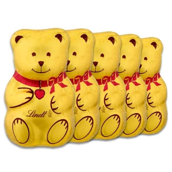 Chocolate Suíço Urso Teddy De Natal Kit 5 Unidades Lindt 40G Imagem de Chocolate Suíço Urso Teddy De Natal Kit 5 Unidades Lindt 40G