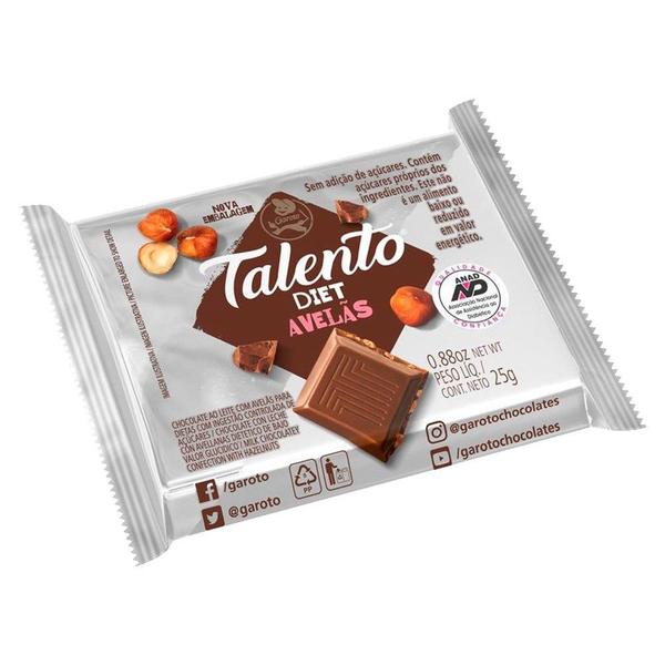 Imagem de Chocolate Talento Diet 25g Embalagem com 15 Unidades