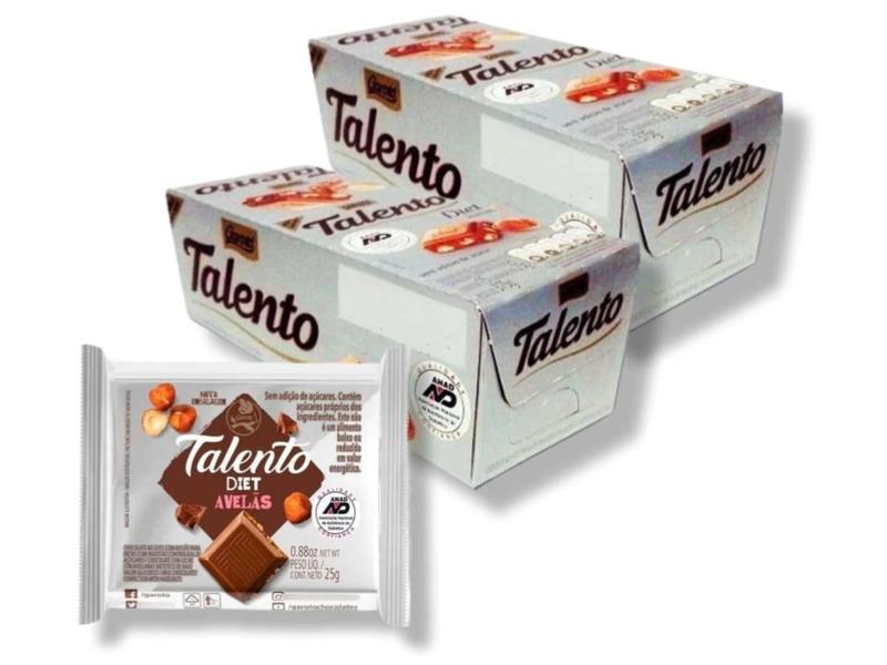 Imagem de Chocolate Talento Diet Avelãs C/ 15Un 375g - 2 Caixas