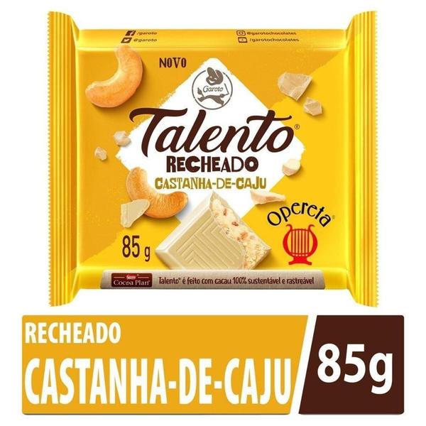 Imagem de Chocolate Talento Opereta Recheado Castanha Caju 85g Embalagem com 12 Unidades