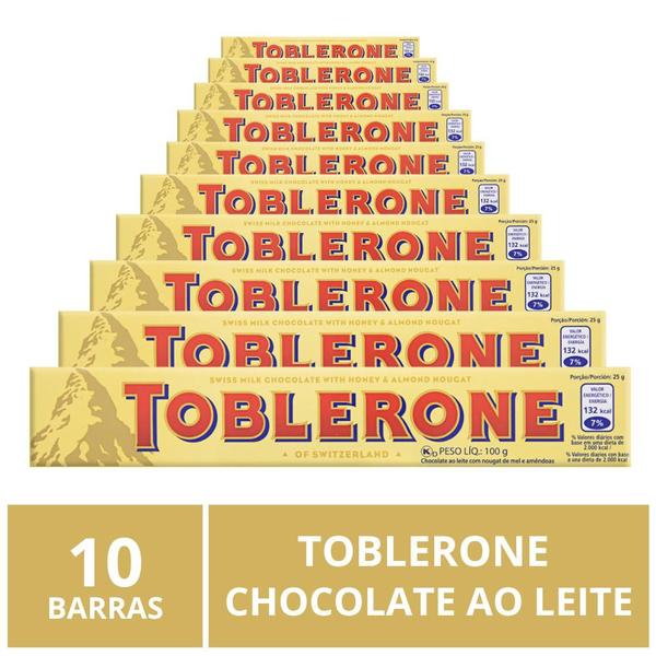 Imagem de Chocolate Toblerone, Ao Leite, 10 barras de 100g