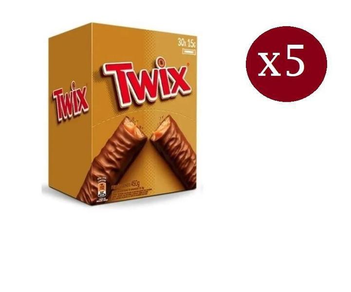 Imagem de Chocolate Twix 15G 150 Unidades Caramelo Macio E Biscoito