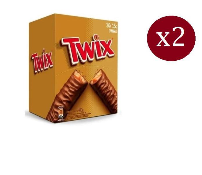 Imagem de Chocolate Twix 15g C/ 60 Unidades Caramelo Macio E Biscoito