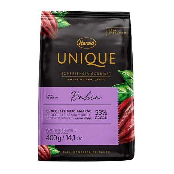 Chocolate Unique Bahia M Amargo 53% Gotas 400g Harald Imagem de Chocolate Unique Bahia M Amargo 53% Gotas 400g Harald