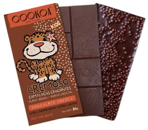 Imagem de Chocolate Vegano Cookoa 80g - Kit 3x: Cremoso com Flocos