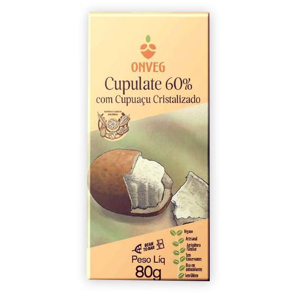 Chocolate Vegano Cupulate 60% Com Cupuaçu Cristalizado 80G - Onveg Imagem de Chocolate Vegano Cupulate 60% Com Cupuaçu Cristalizado 80G