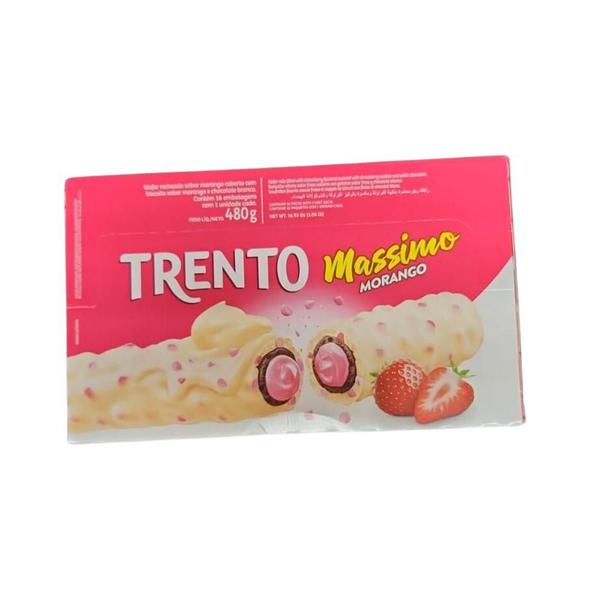 Imagem de Chocolate Wafer TRENTO Massimo Morango 480g - c/ 16 un