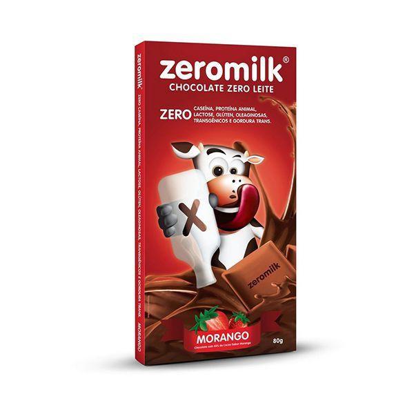 Imagem de Chocolate Zeromilk Morango, 40% Cacau, Zero Lactose 80g