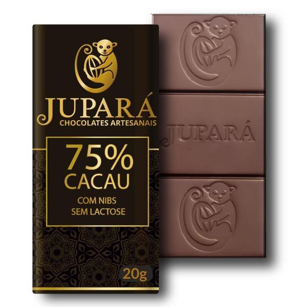 Imagem de Chocolates Jupará 75% Cacau Sem Lactose Com Nibs 26 Unidades