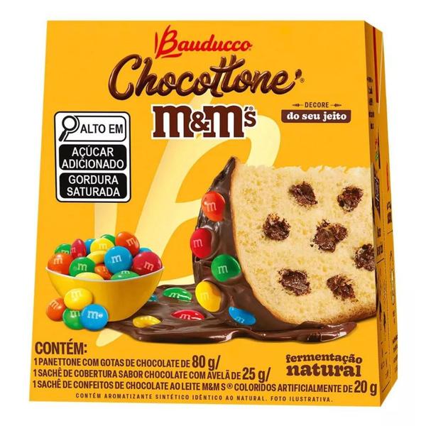 Imagem de Chocotone Bauducco Kit 10 Mini Panetones M&Ms Chocolate 80g