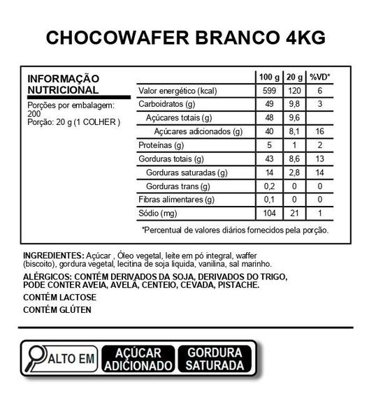 Imagem de Chocowafer Branco 4kg 