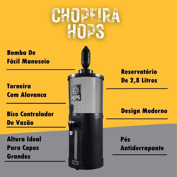 Imagem de Chopeira Portátil 2,8 Litros Cervejeira Refrigerada Gelo Torre Chopp - Preto