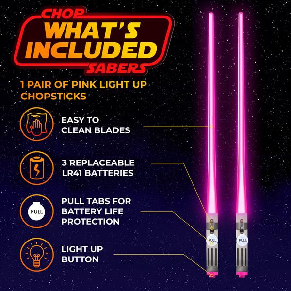 Imagem de Chopsticks Chop Sabers Light Up LightSabre, 1 par de palitos, rosa