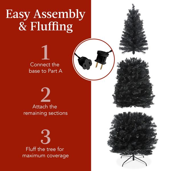 Imagem de Christmas Tree Best Choice Products Lápis preto pré-iluminado de 6 pés