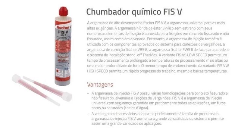 Imagem de Chumbador Químico Vl Com 10 Camisas Bucha Injeção 12Mm