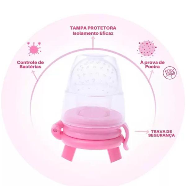 Imagem de Chupeta Alimentadora Infantil Introduçao Alimentar Bebê Rosa