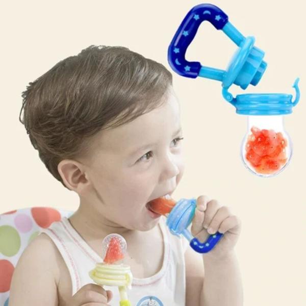 Imagem de Chupeta alimentadora porta frutinha infantil azul