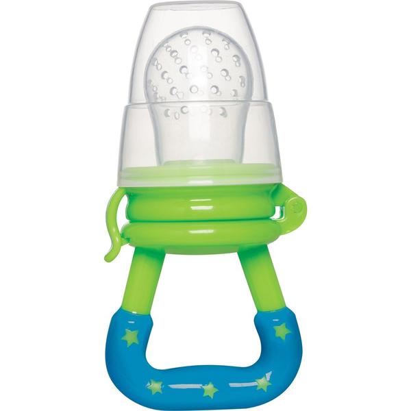 Imagem de Chupeta Alimentadora Silicone Macio Bebe Porta Frutinha Sugador Introdução Alimentar Azul Buba