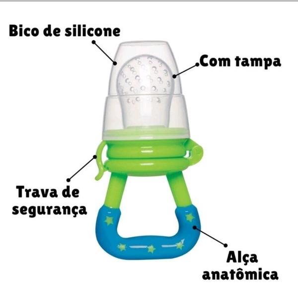 Imagem de Chupeta Alimentadora Silicone Macio Bebe Porta Frutinha Sugador Introdução Alimentar Azul Rosa Buba