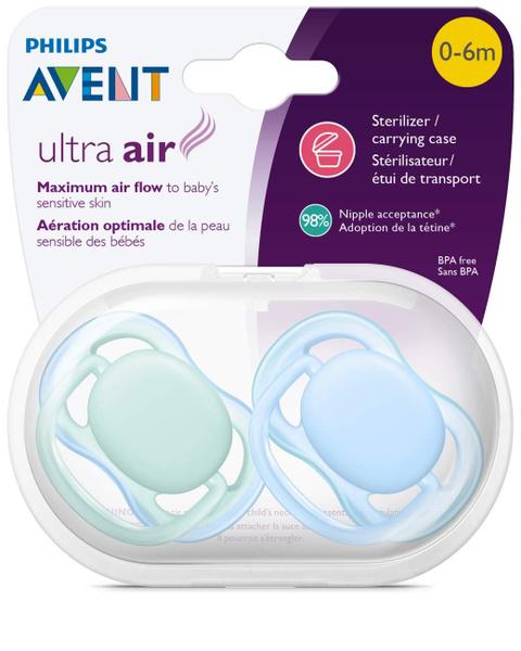 Imagem de Chupeta AVENT Philips Ultra Air 0-6m com esterilizador, pacote com 2