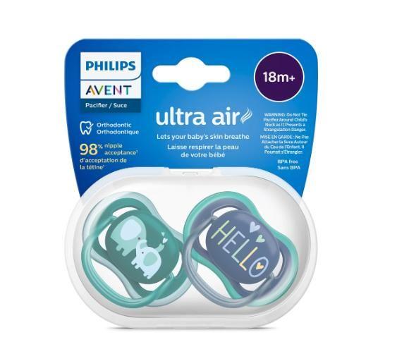 Imagem de Chupeta Avent Ultra Air 18m+ Azul Dupla Decorada