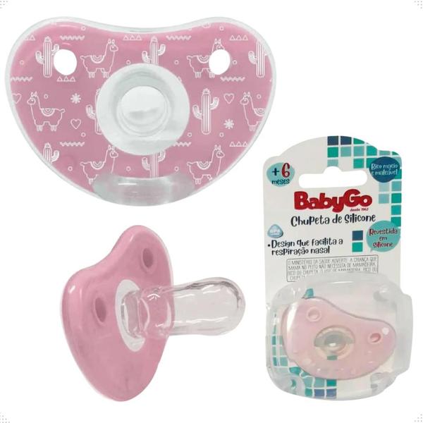 Imagem de Chupeta  BabyGo Revestida em Silicone Rosa T2 6 à 18 Meses