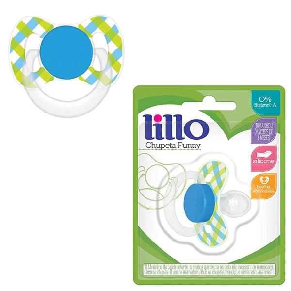Chupeta Bico de Silicone Funny Xadrez 6m+ Azul - Lillo Imagem de Chupeta Bico de Silicone Funny Xadrez 6m+ Azul - Lillo