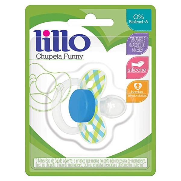 Chupeta Bico de Silicone Funny Xadrez 6m+ Azul - Lillo Imagem de Chupeta Bico de Silicone Funny Xadrez 6m+ Azul - Lillo