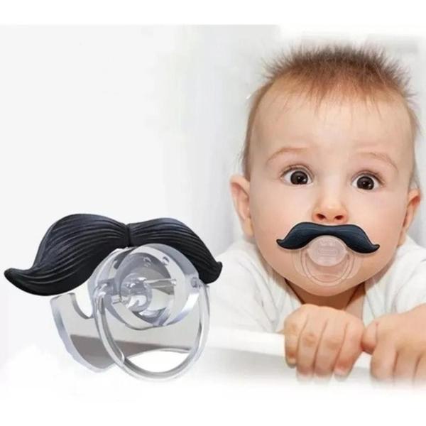 Imagem de Chupeta Bigode Engraçada Bebe Divertido Bigodinho Infantil