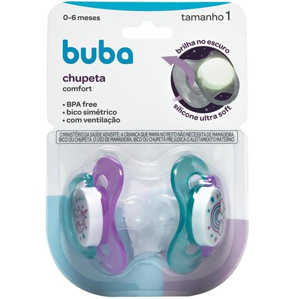 Imagem de Chupeta Buba Comfort Ultra Soft Ventilação Tam 1 Com Tampa Protetora* de Bico Silicone Para Bebê 0-6 meses