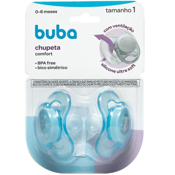 Imagem de Chupeta Buba Comfort Ultra Soft Ventilação Tam 1 Com Tampa Protetora* de Bico Silicone Para Bebê 0-6 meses