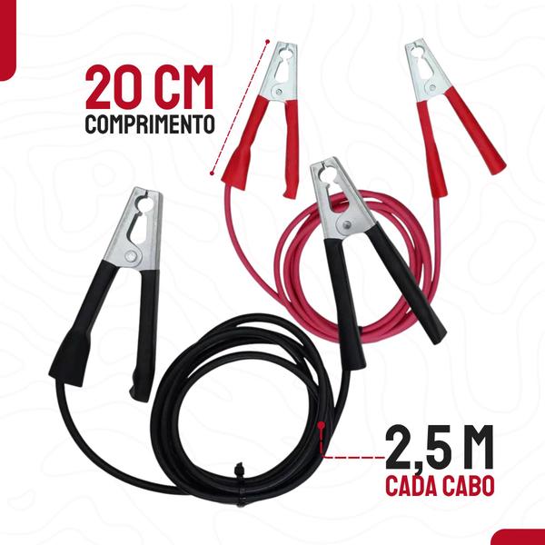 Imagem de Chupeta Cabo Carro Transferência Carga 500 Amp 2,5m Bateria Energia Carro e Moto